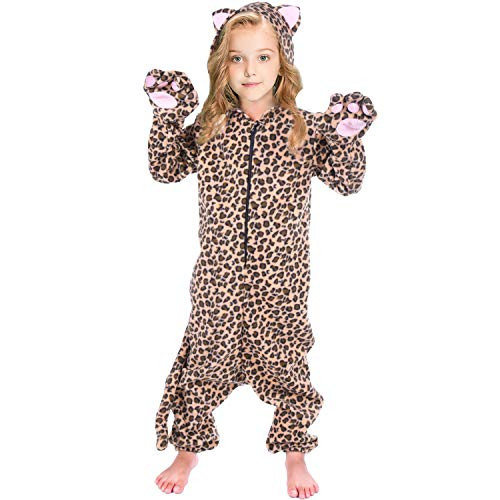 Kids Leopard Onesie Costume for Boys Girls Leopard Onesie Pajamas Halloween Leopard Cosplay Kids Animal Costume