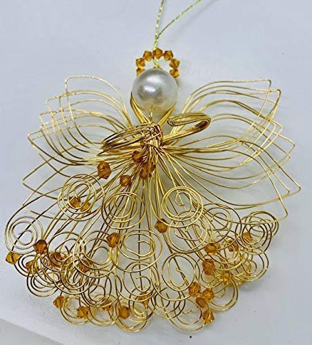 Gold Birthstone Guardian Angel Ornament Topaz Crystals November 4_5 Inch