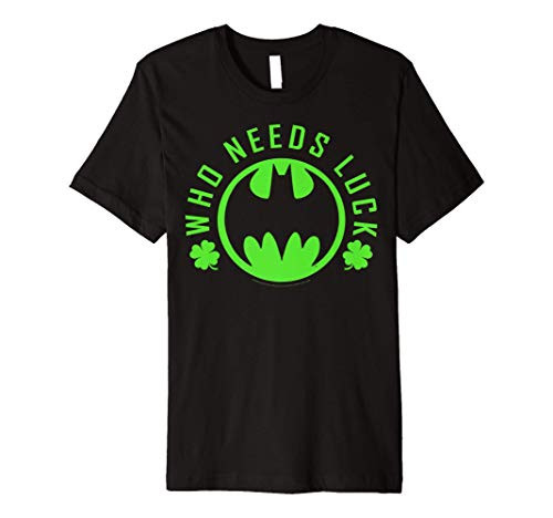 DC Comics Batman Who Needs Luck Logo Premium T-Shirt