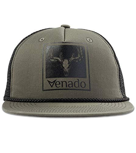 Mens Trucker Flat Brim Skull Graphic Cap - Foam Structured Meshback Outdoor Cap for Men