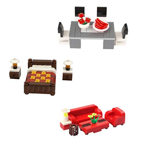 General Jims Brick Loot Apartment Living Furniture Brick Building Blocks Set Toy Furniture Bedroom Living Room and Dining Room Toys