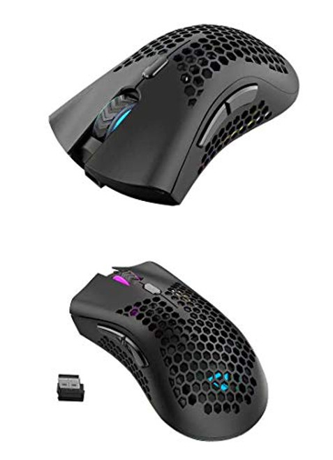 BENGOO KM-1 Wireless Gaming Mouse Computer Mouse with Honeycomb Shell 6 Programmed Buttons 3 Adjustable DPI Silent Click USB Receiver Ergonomic RGB Optical Gamer Mice Mouse for Laptop PC