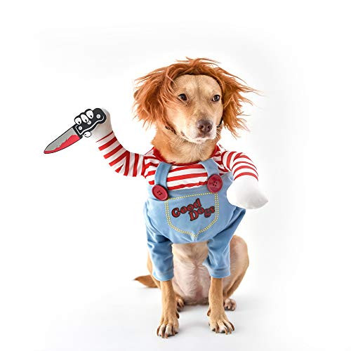 InnoPet Halloween Deadly Doll Dog cat Clothes pet Halloween Adjustable Costumes Holiday Party Role-Playing Costumes and Hats for Medium and Large Dog