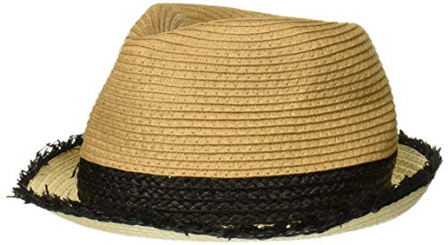Steve Madden Womens Colorblocked Fine Paper Braid Fedora Natural One Size