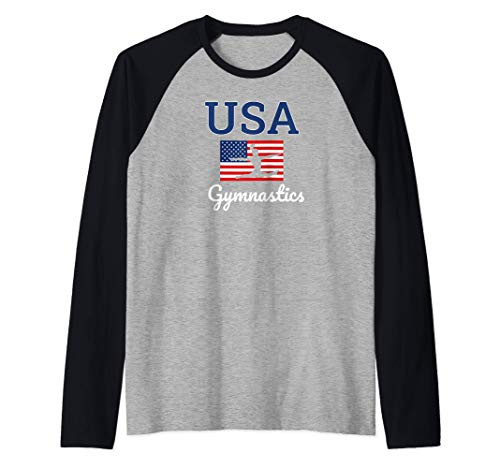 Girl Tumbling Team Gear Gymnast Gymnastics USA American Flag Raglan Baseball Tee Girl Tumbling Team Gear Gymnast Gymnastics USA American Flag Raglan Baseball Tee