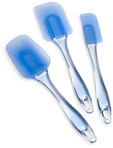 Wilton Easy Flex Silicone Spatula Set, Your Go-To Tools for Mixing, Folding, Scraping, Cooking and Serving., Blue, 3-Piece