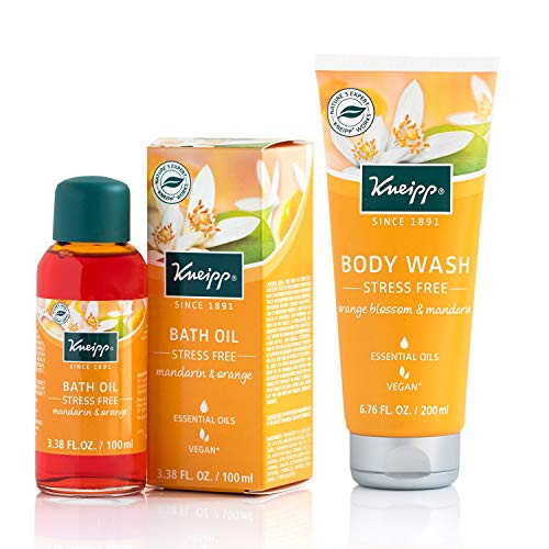 Kneipp Stress Free Bath   Shower Set Mandarin   Orange Blossom Body Wash and Herbal Bath Oil