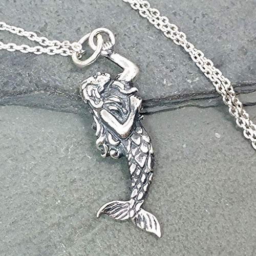 Mermaid 3D Charm Necklace - 925 Sterling Silver 18