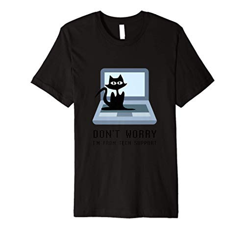 Dont Worry Im From Tech Support Cute Cat Owner On Computer Premium T-Shirt