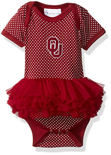 Two Feet Ahead NCAA Oklahoma Sooners Children Girls Pin Dot Tutu CreeperNbCrimson