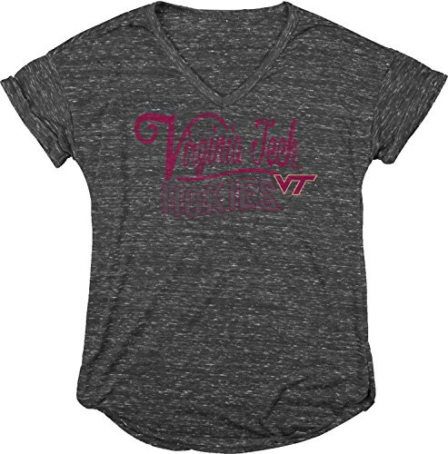 Blue 84 NCAA Virginia Tech Hokies Womens Dark Confetti V-Neck Tee Charcoal Medium