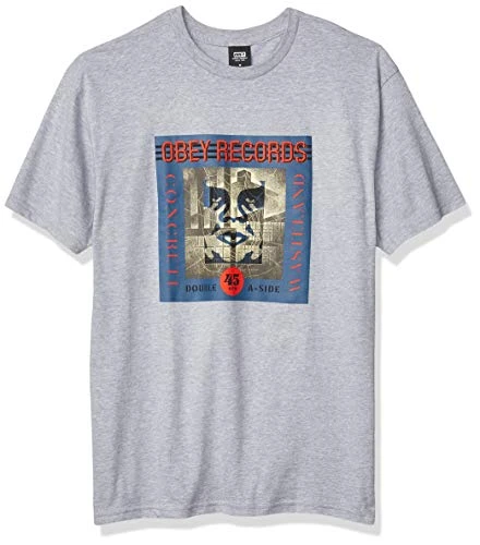Obey Mens Basic SS Concrete Wasteland TEE HEATHERGREY Medium