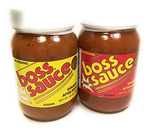 Boss Sauce MILD HOT Gourmet After-Sauce 2 Pack 16 Oz_ Hot Sauce All-Natural Kosher Sauce BBQ Sauce Chicken Wings Wing Sauce meat sauce simmer sauce chicken sauce