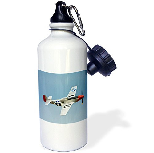 3dRose P-51D Mustang Fighter WWII war plane US50 BFR0014 Bernard Friel Sports Water Bottle 21 oz White
