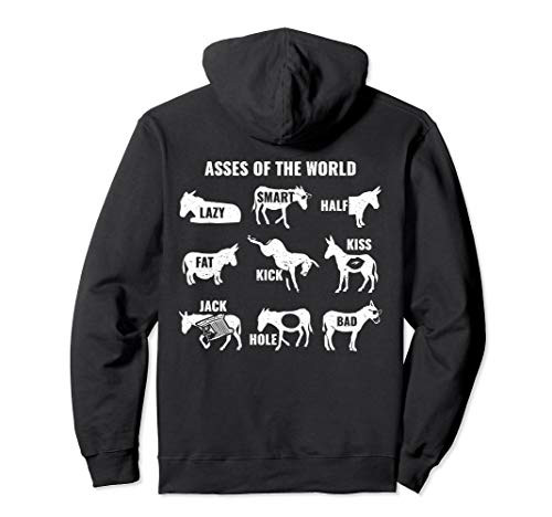 Asses the World Funny Lazy Smart Half Fat Kick Kiss Donkey Pullover Hoodie
