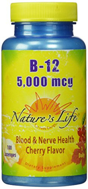 Natures Life B-12 Lozenges Cherry 5000 Mcg 100 Count