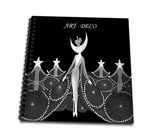 3dRose db-49282-1 Art Deco Dancers in Black N White-Drawing Book 8 by 8-Inch
