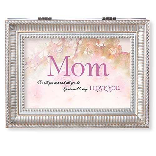 Roman Music Boxes - Mom I Love You Pearlized Silver Finish Music Box Wind Up Sankyo Musical Movement Velvet Lining Fits 6_5 W x 4_5 H Photo - Plays Clair De Lune Roman Music Boxes - Mom I Love You Pearlized Silver Finish Music Box Wind Up Sankyo Musical Movement Velvet Lining Fits 6_5 W x 4_5 H Photo - Plays Clair De Lune