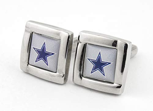 aminco NFL Dallas Cowboys Logo Square Cufflinks with Gift Box Set One Size Silver aminco NFL Dallas Cowboys Logo Square Cufflinks with Gift Box Set One Size Silver