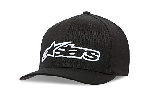 Alpinestars Mens Curved Bill Structured Crown Flex Back 3D Embroidered Logo Flexfit Hat Blaze BlackWhite SM Alpinestars Mens Curved Bill Structured Crown Flex Back 3D Embroidered Logo Flexfit Hat Blaze BlackWhite SM