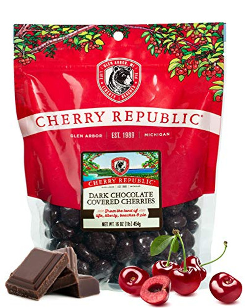 Cherry Republic Chocolate Cherries - Authentic and Fresh Chocolate Covered Cherries Straight from Michigan - Dark Chocolate 16 Ounces