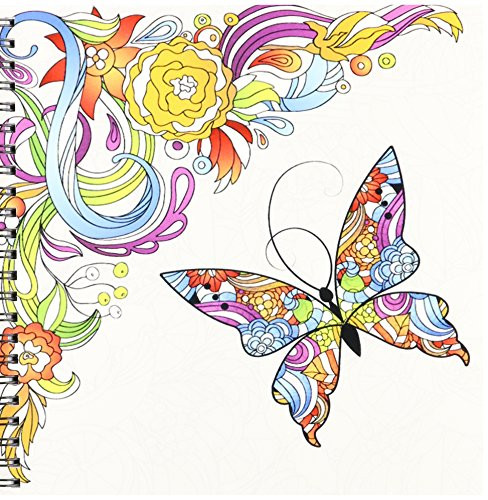 3dRose db-102507-1 Abstract Flower Swirl and Colorful Butterfly Vector Design-Drawing Book 8 by 8-Inch