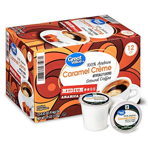 Great Value 100 Arabica Caramel Crème Coffee Pods Medium Roast 12 Count- 0_37 each Pack of 4