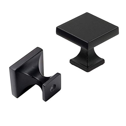 goldenwarm Black Kitchen Cabinet Knobs for Drawer - LS6785BK Flat Black Cabinet Hardware 1_1 inch Width Square Knobs for Kitchen Cabinets 15Pack