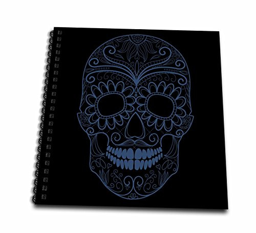 3dRose db-130487-1 Blue and Black Sugar Skull Day of The Dead Art-Drawing Book 8 by 8-Inch