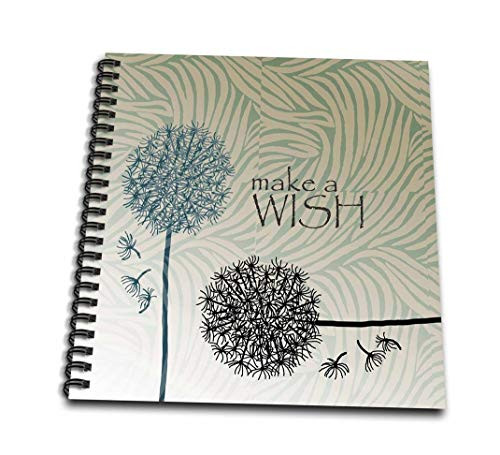 3dRose db-63555-1 Inspired Teal Make a Wish Dandelion Flowers-Drawing Book 8 by 8-Inch