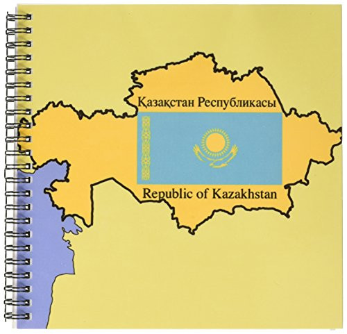 3dRose db-47325-1 Map and Flag of Kazakhstan with Republic of Kazakhstan Printed in English and Russian Drawing Book 8 by 8-Inch