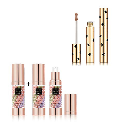 SIAMHOO Tricolor Tinted Moisturizer One Step Makeup Face Primer and Natural Liquid Makeup Concealer Oil-Free Color Corrector Under Eye Concealer