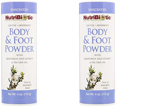 NutriBiotic Body Foot Unscented Powder Pack of 2 with Tea Tree Leaf Oil Corn Starch Sodium Bicarbonate and Grapefruit Seed Extract 4 oz_ NutriBiotic Body Foot Unscented Powder Pack of 2 with Tea Tree Leaf Oil Corn Starch Sodium Bicarbonate and Grapefruit Seed Extract 4 oz_