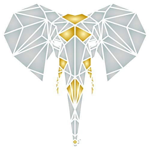 Elephant Stencil 10 x 10 inch M - Geometric Decor African Wild Animal Head Wall Stencils for Painting Template