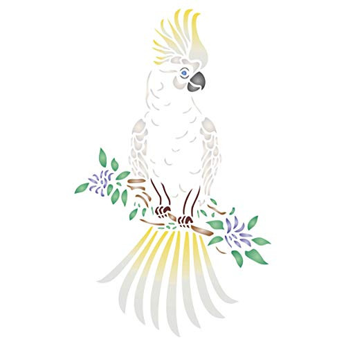 Cockatoo Stencil 7_5 x 12_5 inch L - Decorative Animal Wildlife Parrot Bird Stencils for Painting Template