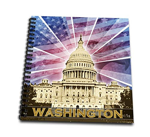 3dRose db-19413-1 Washington Dc Patriotic American Flag with Bald Eagle and Capitol Building-Drawing Book 8 by 8-Inch