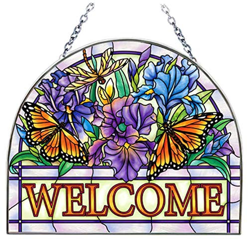 Amia Butterfly and Iris Suncatcher Welcome Panel Multicolor