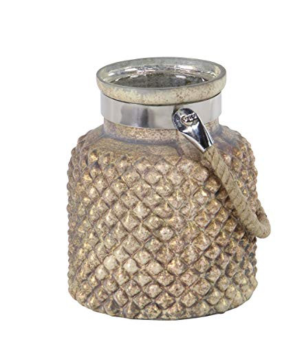Deco 79 Coastal Jar Candle Lantern 7W x 9H Silver Brown Gold