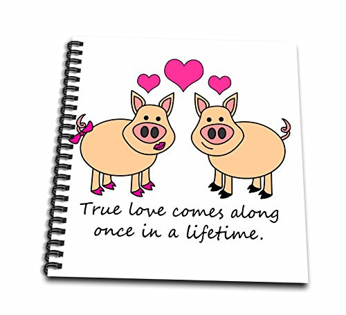 3dRose db-6292-1 True Love Comes Along Once in a Lifetime Cute Pig Love Design Drawing Book 8 by 8-Inch