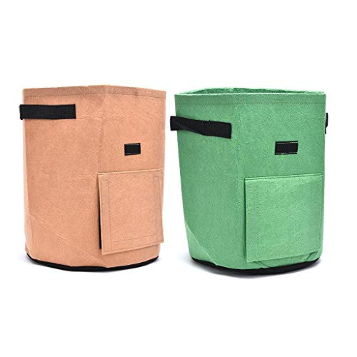 CosCosX Garden Bags with Handles Flap Planting Bag Vegetables Planter Bags Garden Planting Bags Round Fabric Grow Pots Root Container Plant Pouch Grow Bag Soil Container for Potato Tomato Flower Plant