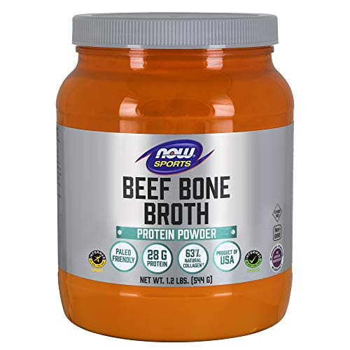 NOW Sports Nutrition Beef Bone Broth Powder made with Premium-Quality Beef Bone Extract  1_2-Pound