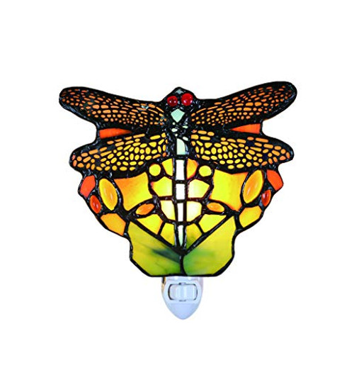 Yogoart Tiffany Style Stained Glass Mini Dragonfly Wall Lamp Bedroom Night Light