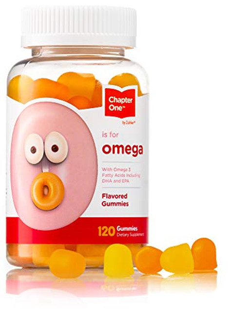 Chapter One Omega Gummies Great Tasting Chewable Omega 3 Gummies for Kids Certified Kosher 120 Flavored Gummies