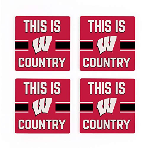 This is University of Wisconsin Madison Badgers NCAA 4 x 4 Absorbent Ceramic Coasters Pack of 4