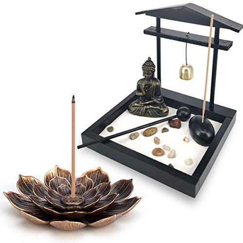 Brass Lotus Censer Stick Incense Holder and Desk Meditation Garden Buddha Statue Incense Stick Holder