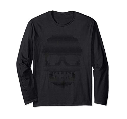 Fun Binary Skull Themed code Tech Gift for Geek Long Sleeve T-Shirt