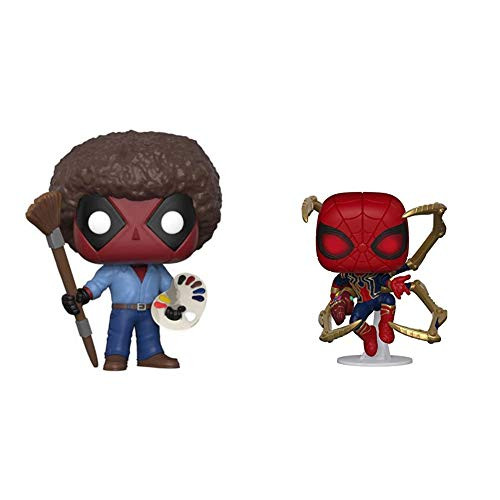 Funko POP Marvel Deadpool Playtime- Bob Ross   Pop Marvel Avengers Endgame - Iron Spider with Nano Gauntlet Multicolor 451383_75 inches