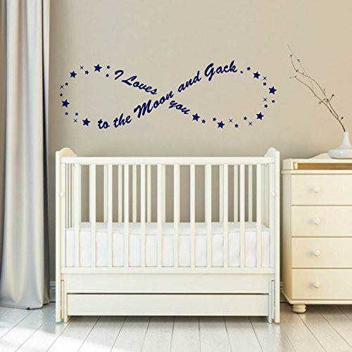 Wall Decal Decor I love you to the moon and back Infinity Stars Wall Decal Sticker Bedroom Wall Decal Baby Nursery Wall Decal Infinity Wall Art Sticker(navy blue, 7"h x22"w)