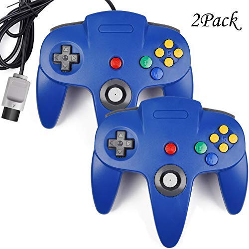2 Pack Classic N64 Controller kiwitatá Retro Wired Video Gamepad Controller Joystick for N64 Console Games System Blue