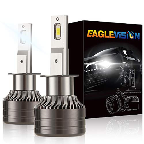Kairiyard H1 LED Headlight Bulbs 6000K Cool White HI Beam 55W 9000 Lumens Fog Lamp Light Bulb Extremely Bright DOB Chips 360 Rotation Bi-Xenon All-in-One Conversion Kit 2 Packs